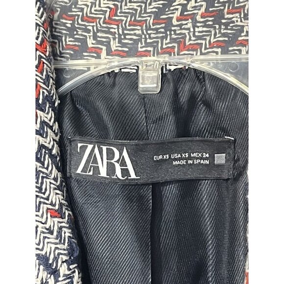 New ZARA Textured Tweed Double Breasted Checked Blazer Jacket - Spain - Picture 4 of 15